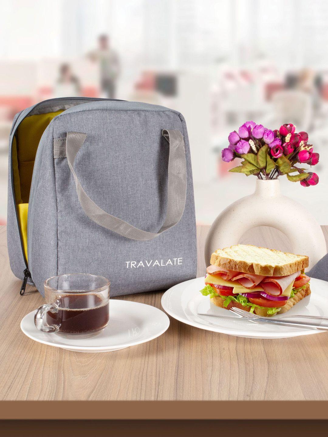 travalate grey solid leakproof lunch bag