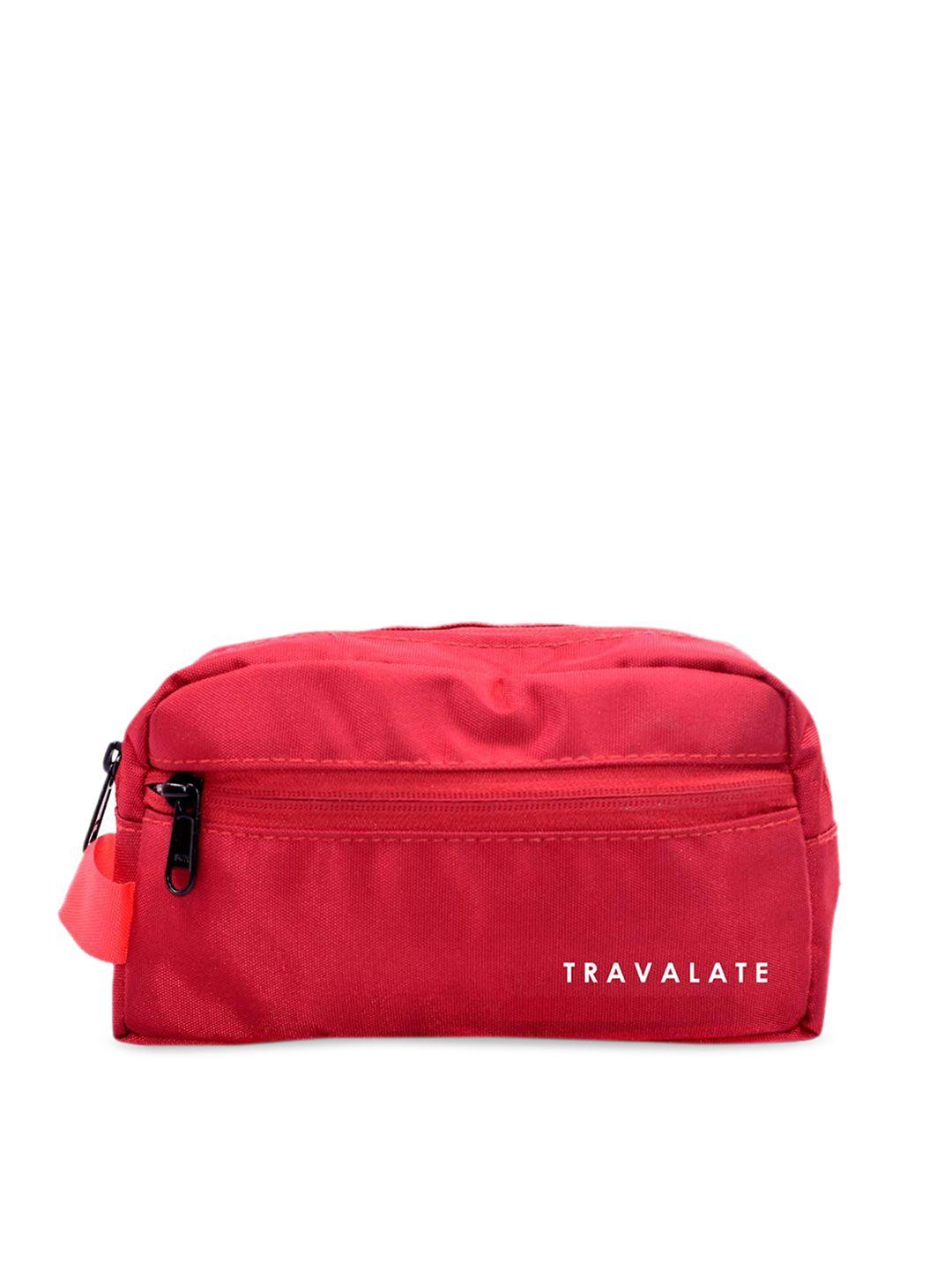 travalate red polyester highly durable cosmetic travel pouch