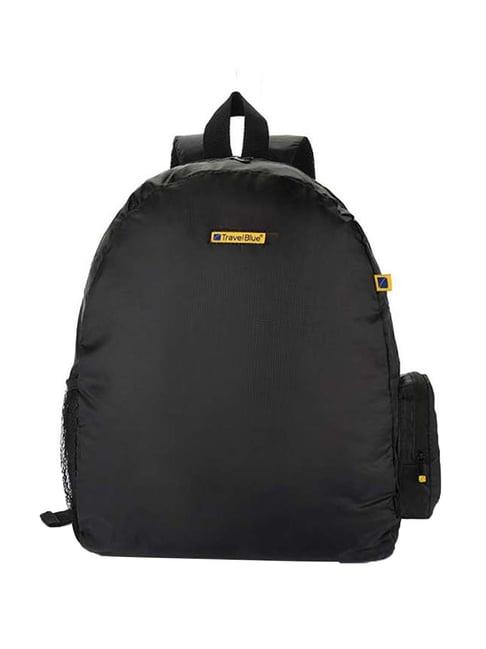 travel blue black polyester foldable backpack