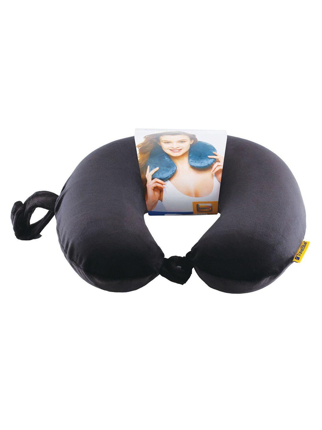 travel blue black solid memory foam travel pillow