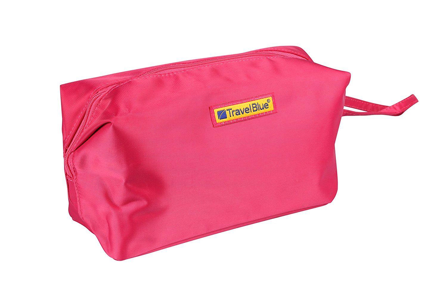 travel blue pink cosmetic toiletry bag