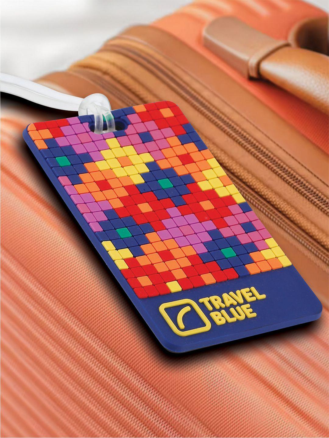travel blue red & orange puzzle name luggage tag