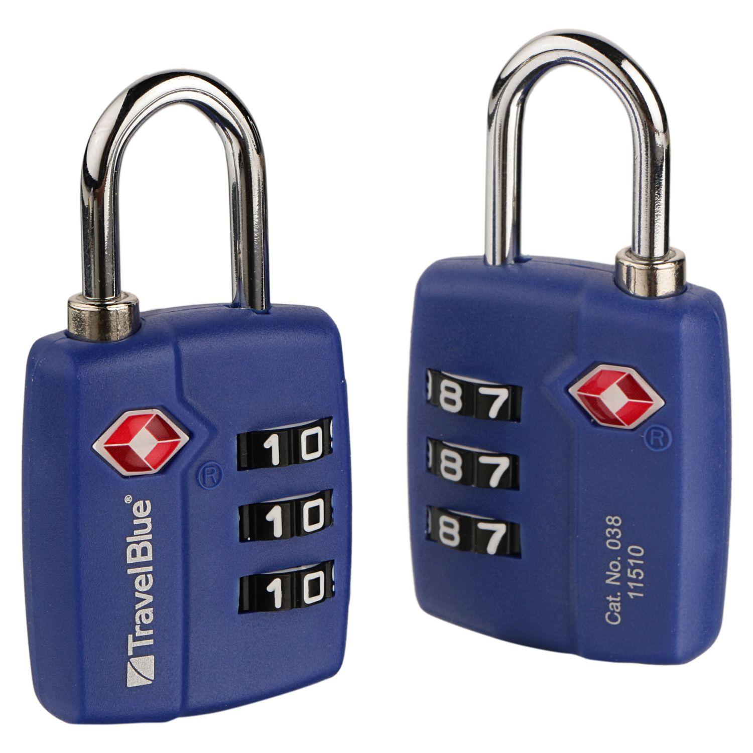 travel blue set of 2 blue tsa combination locks