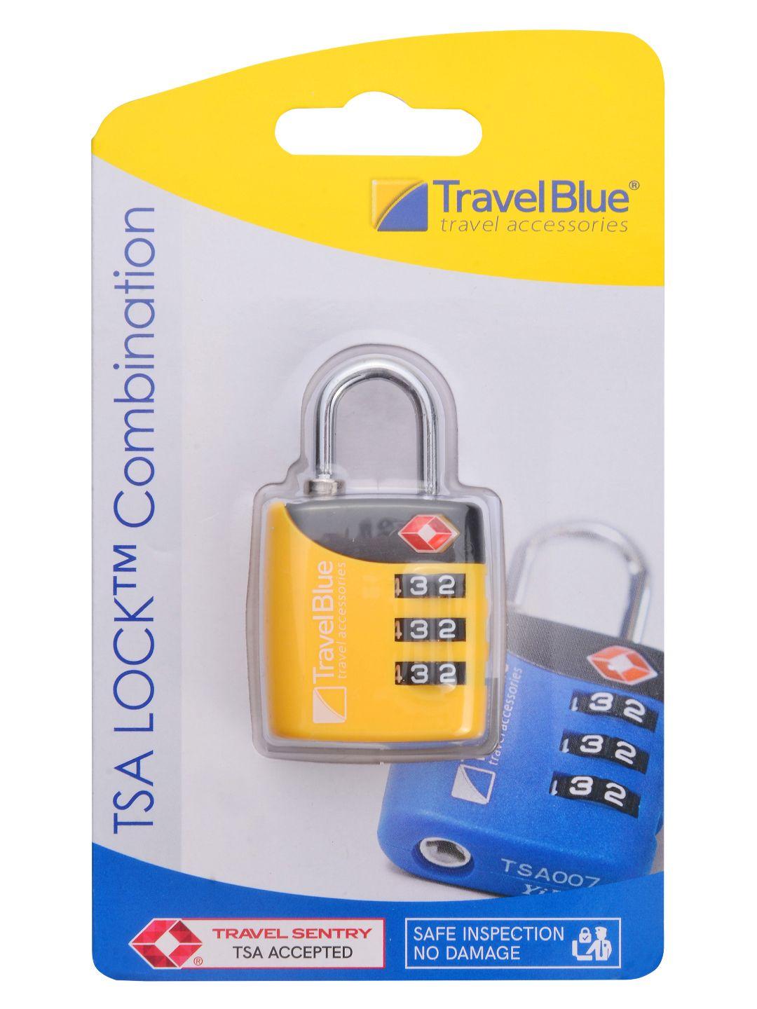 travel blue yellow 3 dial combination suitcase padlock