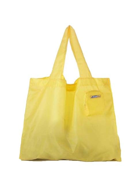 travel blue yellow solid medium foldable tote handbag