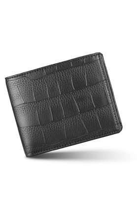 travel faux leather formal wallet for men - black