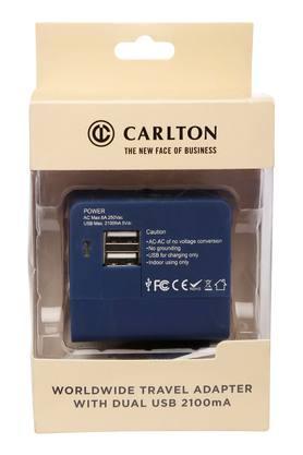travel power charger with dual usb - 2100ma - blue