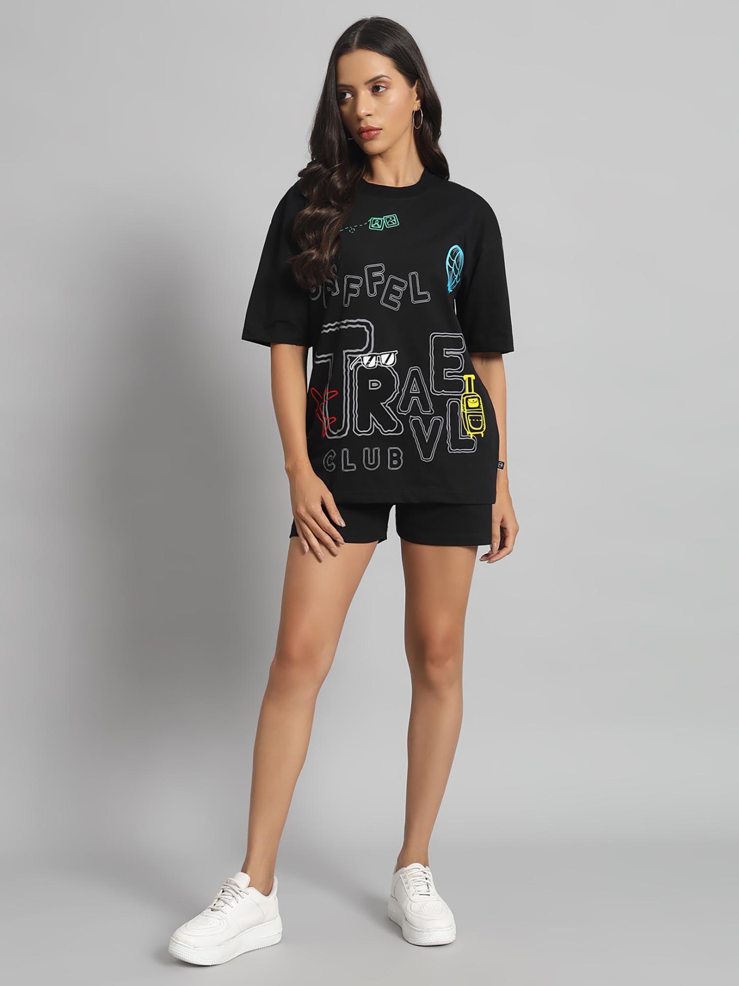 travel printed pure cotton t-shirt and shorts (set of 2)