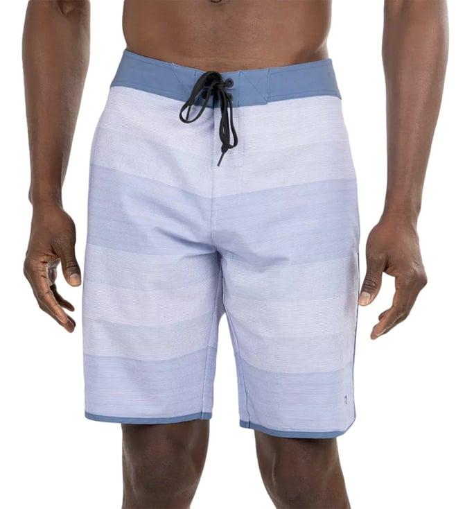 travis mathew blue ashes down on the 20 board striped comfort fit shorts