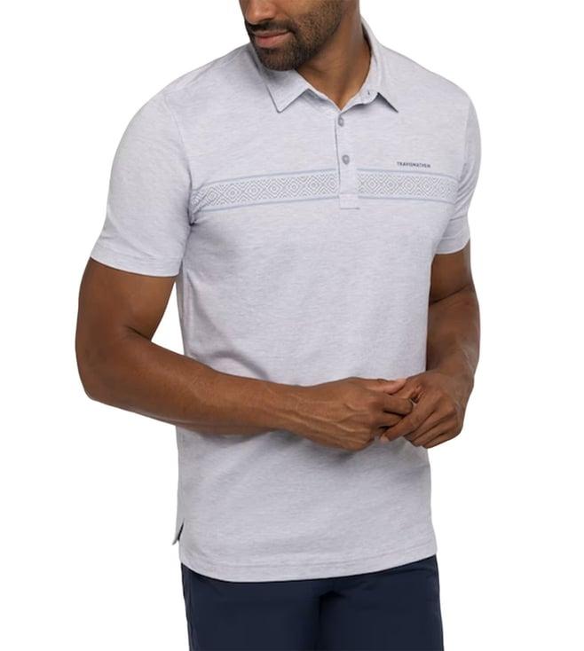 travis mathew heather light grey local time striped classic fit polo t-shirt