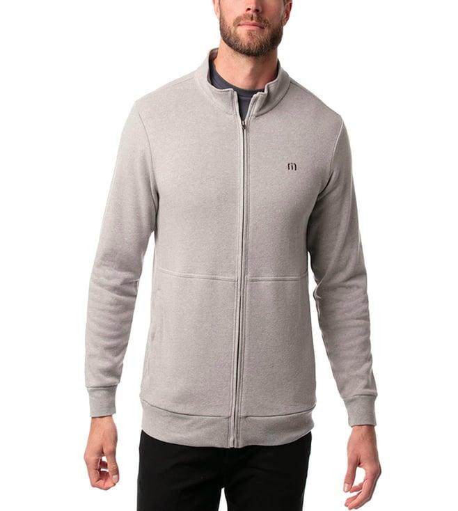 travis mathew heather medium grey nice gesture classic fit full zip sweatshirt