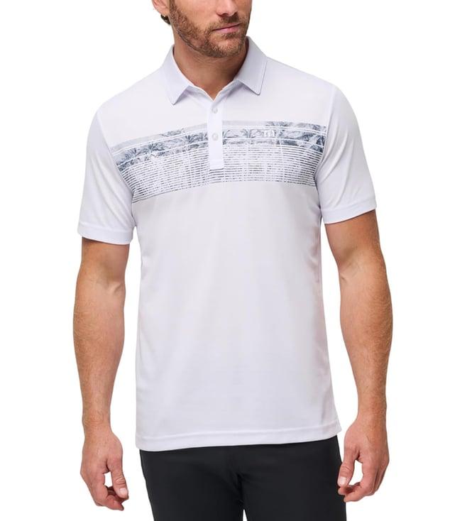 travis mathew white banzai beach striped classic fit polo t-shirt