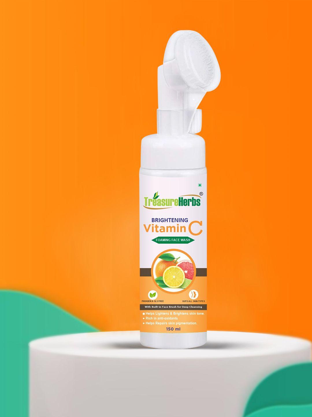 treasureherbs brightening vitamin c foaming face wash with built-in face brush 150 ml