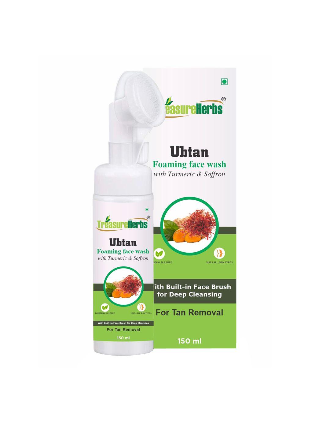 treasureherbs ubtan foaming face wash with built-in face brush for deep cleansing 150 ml