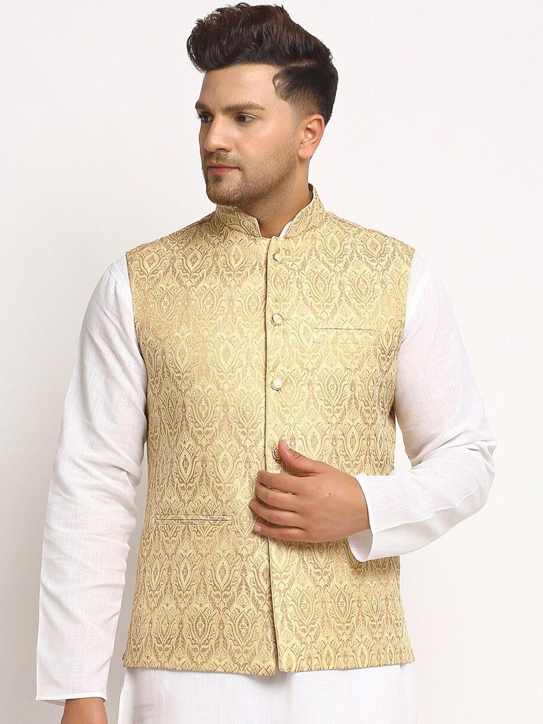 treemoda-men-gold-coloured-woven-design-brocade-nehru-jacket