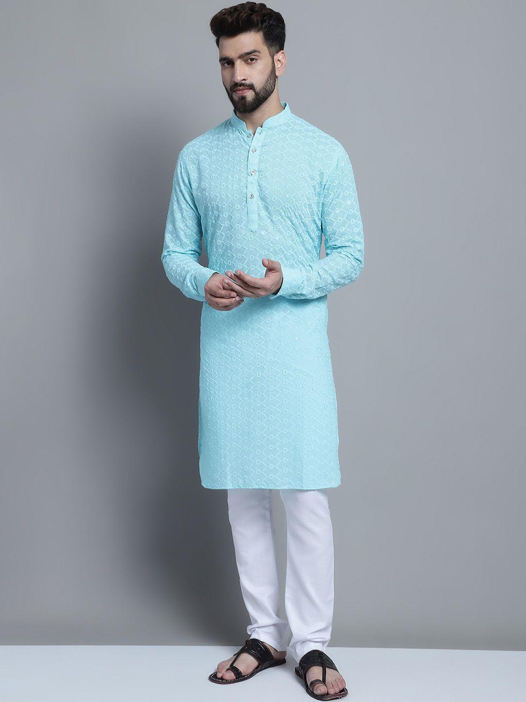 treemoda floral embroidered mandarin collar chikankari straight kurta