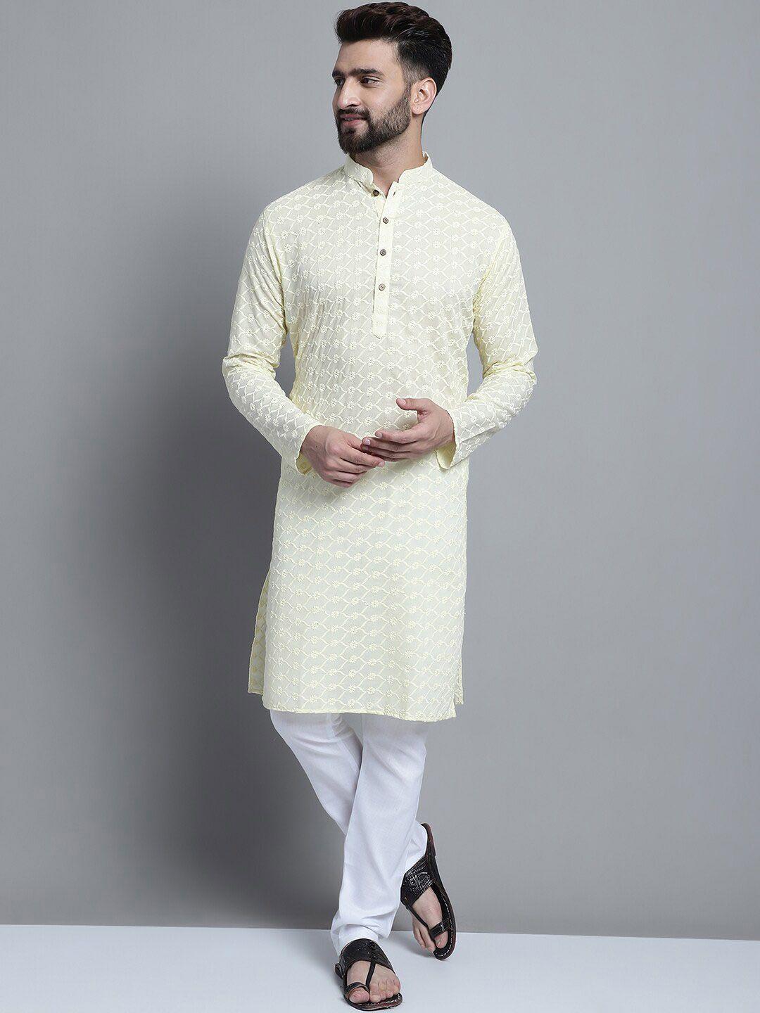 treemoda floral embroidered mandarin collar chikankari straight kurta