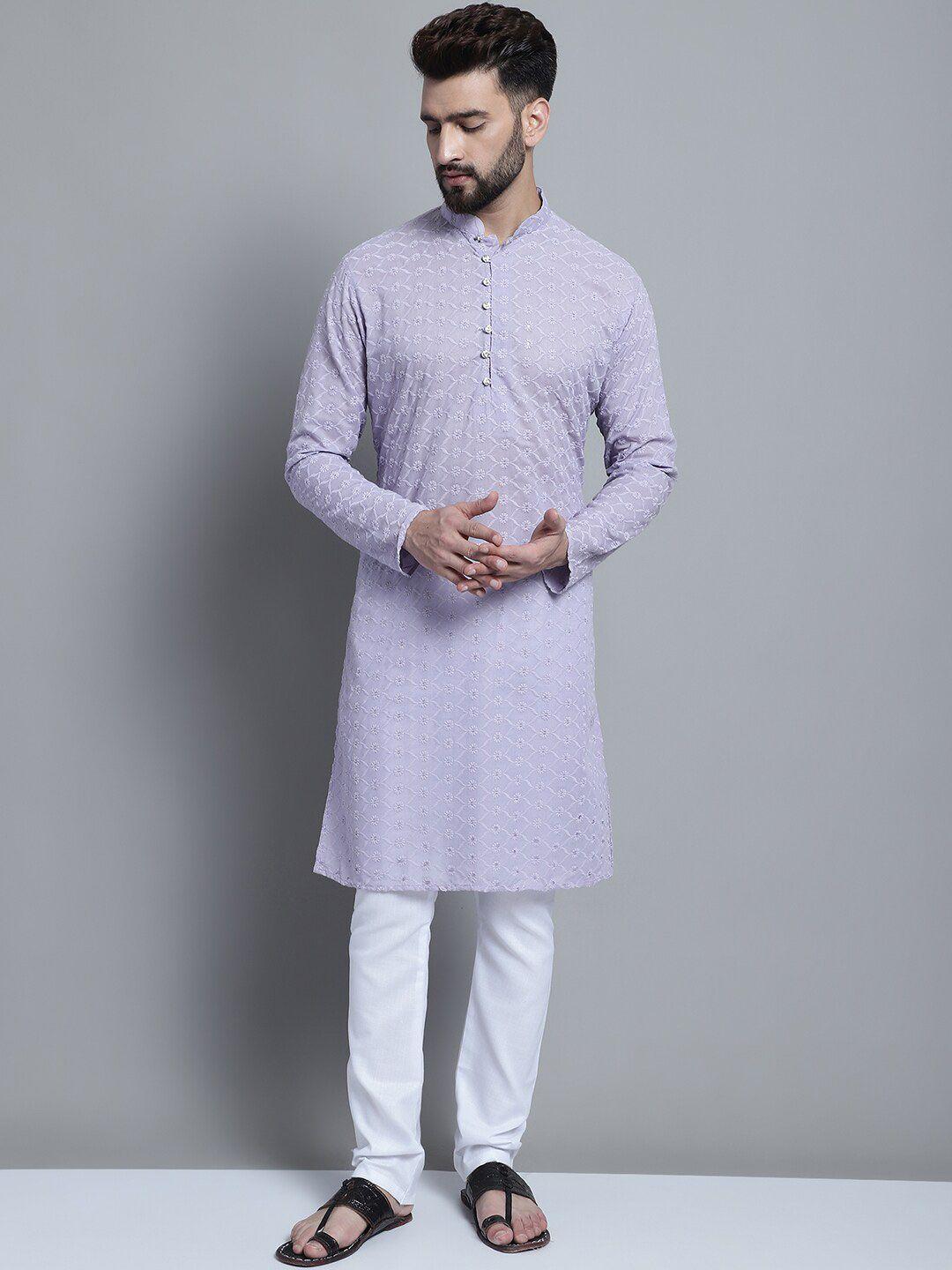 treemoda floral embroidered mandarin collar chikankari straight kurta