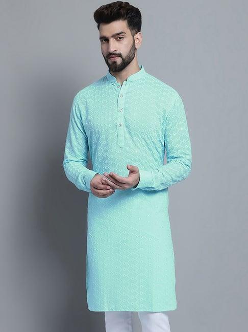 treemoda sky blue regular fit chikankari kurta