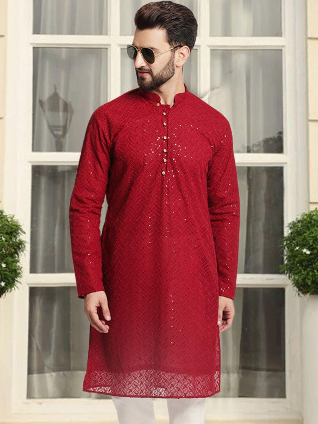 treemoda thread work pure cotton straight kurta