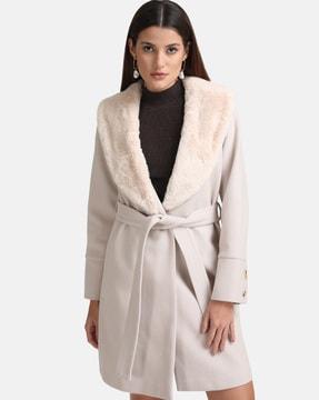 trench coat with faux fur