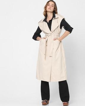 trench coat with waist tie-up