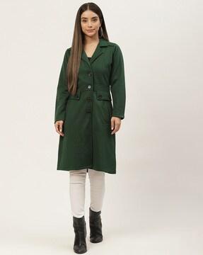 trench coat with button-front closure