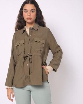 trench coat with flap-pockets