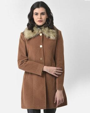 trench coat with flux-fur collar