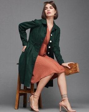 trench coat with front-button closure