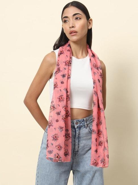 trend arrest pink floral print scarf