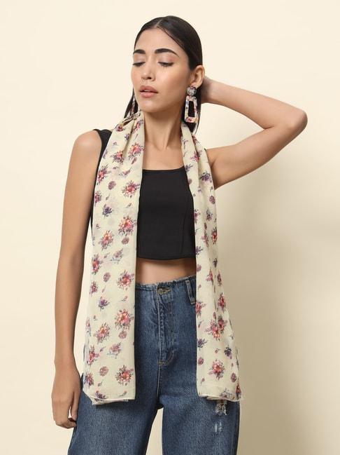 trend arrest yellow floral print scarf