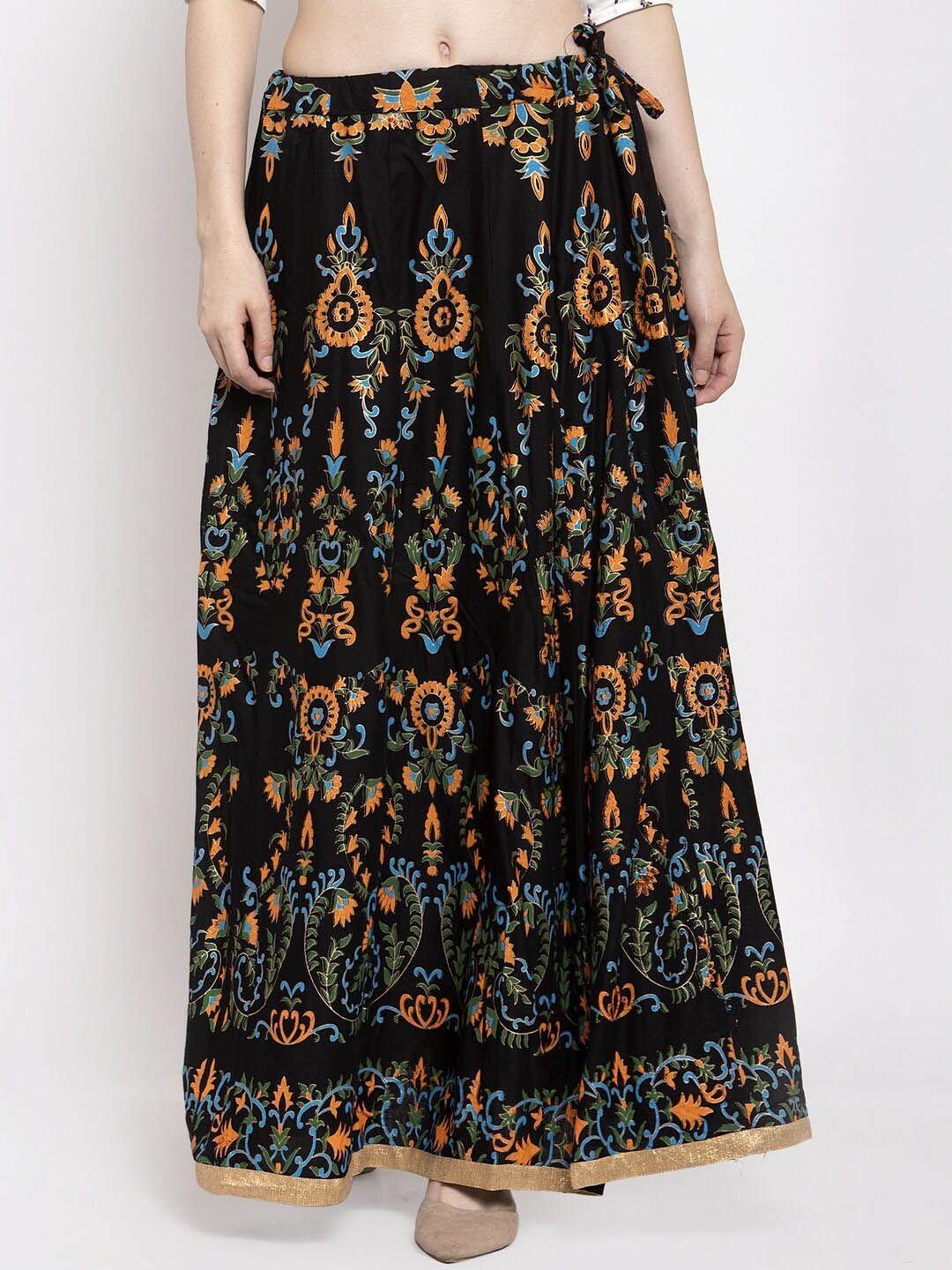 trend level ethnic motifs printed flared maxi skirts