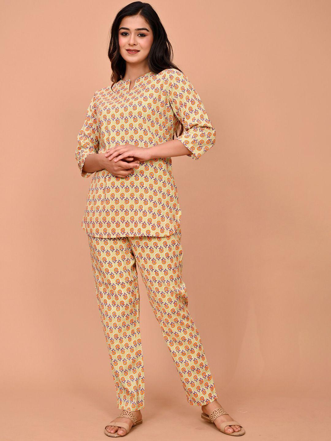trend me women ethnic motifs printed night suit
