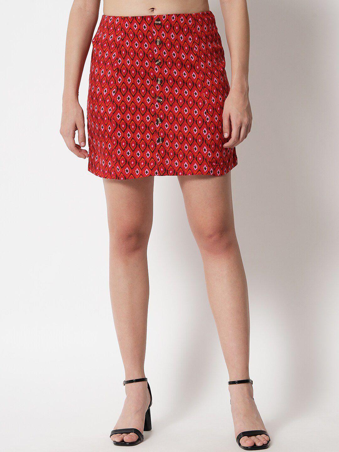 trend arrest abstract printed mini a-line skirt