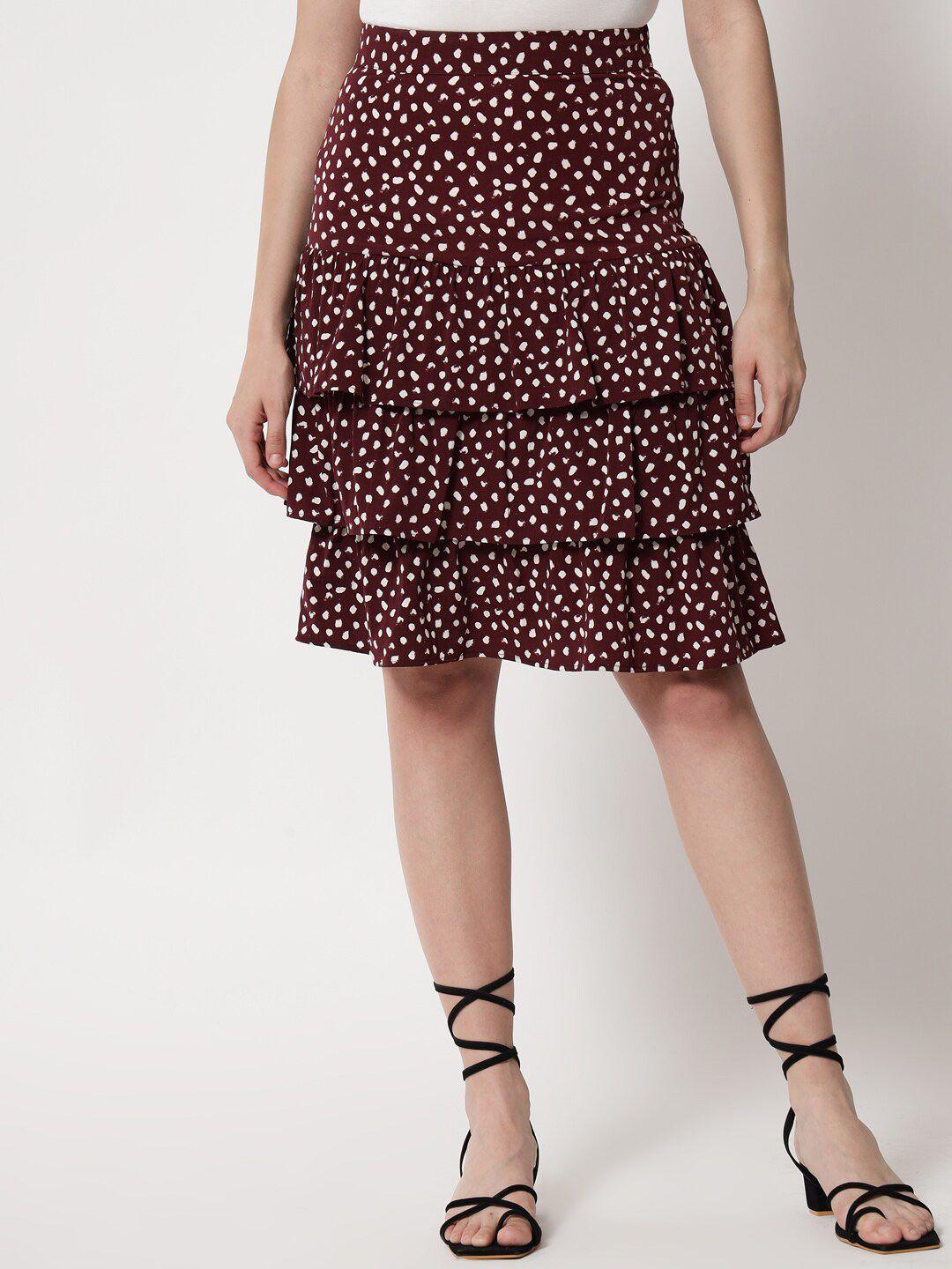 trend arrest animal printed knee-length frilled skirt