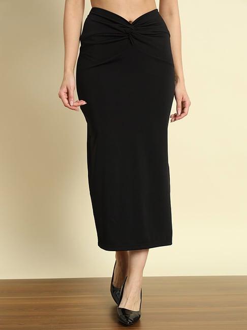 trend arrest black a-line midi skirt