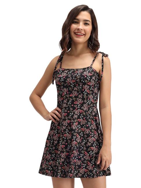 trend arrest black printed slip dress