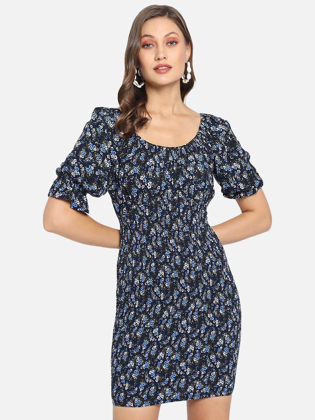 trend arrest blue floral sheath dress