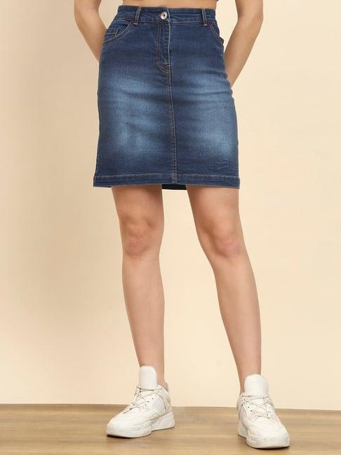 trend arrest blue mini denim skirt