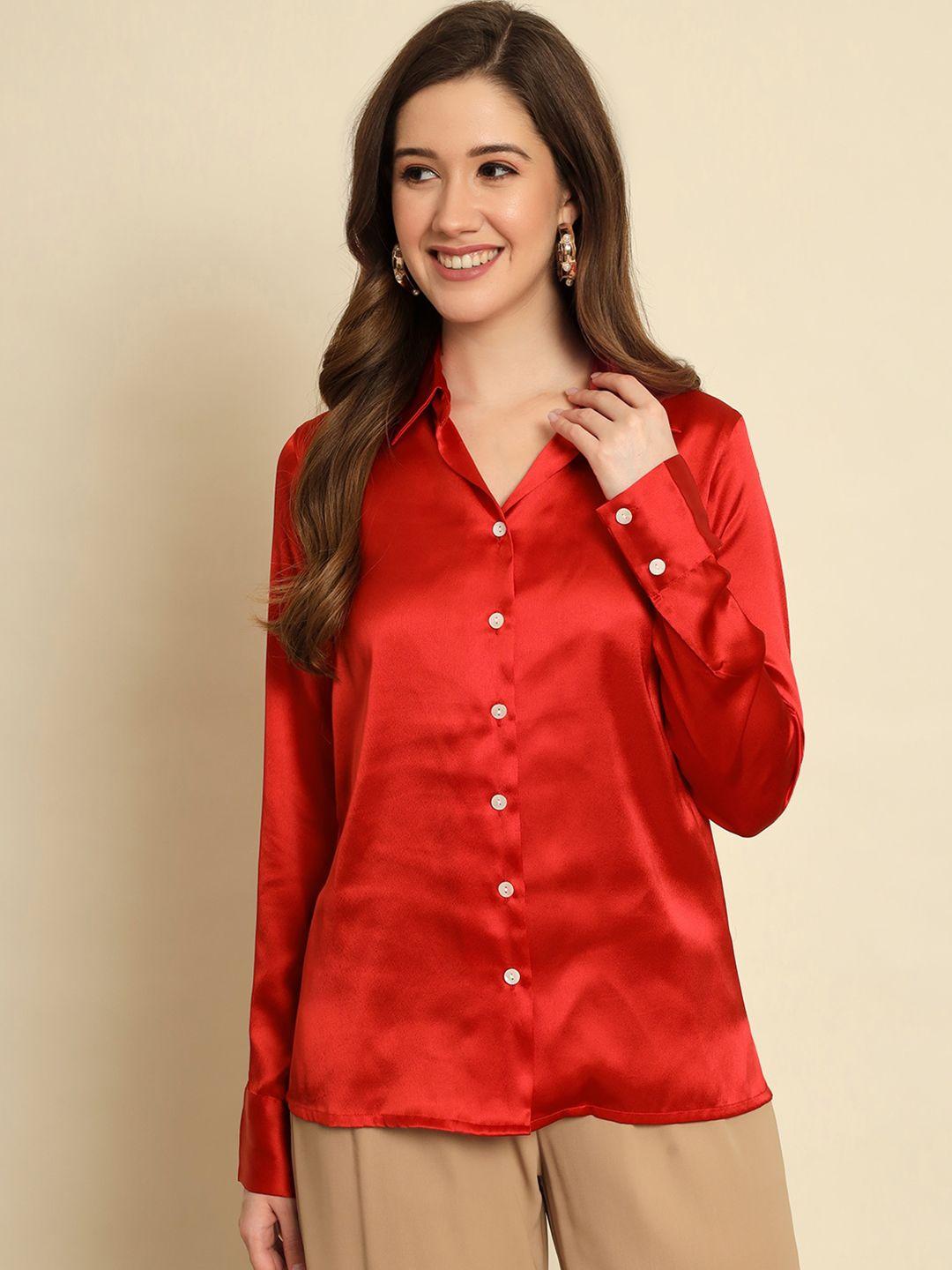 trend arrest classic opaque satin casual shirt