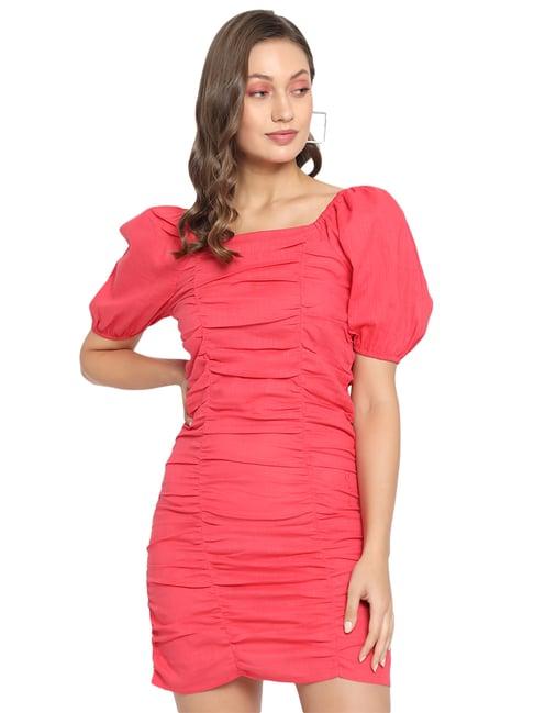 trend arrest coral bodycon dress