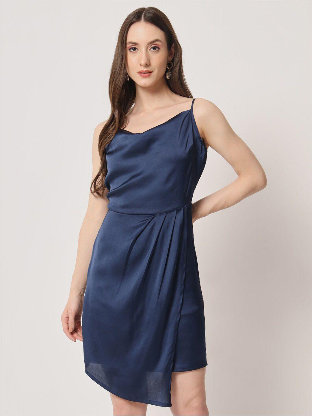 trend arrest cowl neck satin sheath mini dress