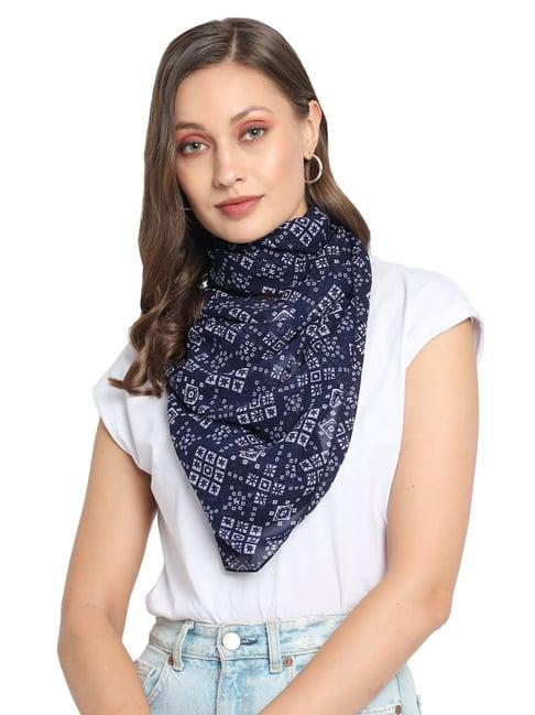 trend arrest dark blue printed scarf