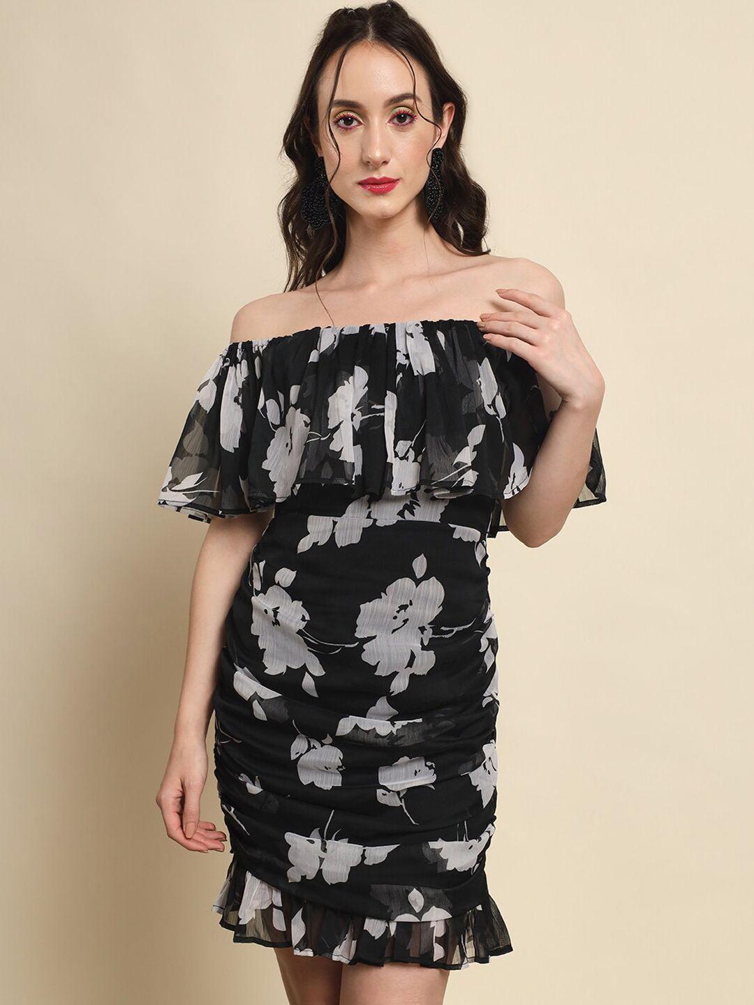 trend arrest floral printed off-shoulder sheath mini dress