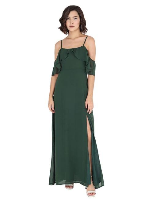 trend arrest green regular fit dress