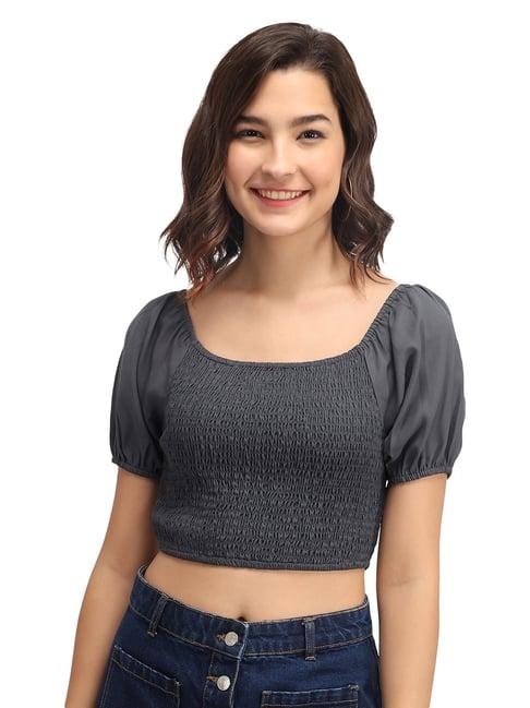 trend arrest grey scoop neck crop top