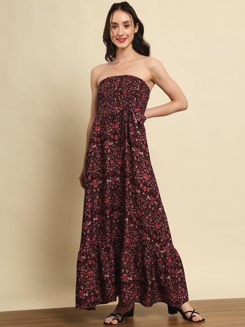 trend arrest multicolor floral print gown