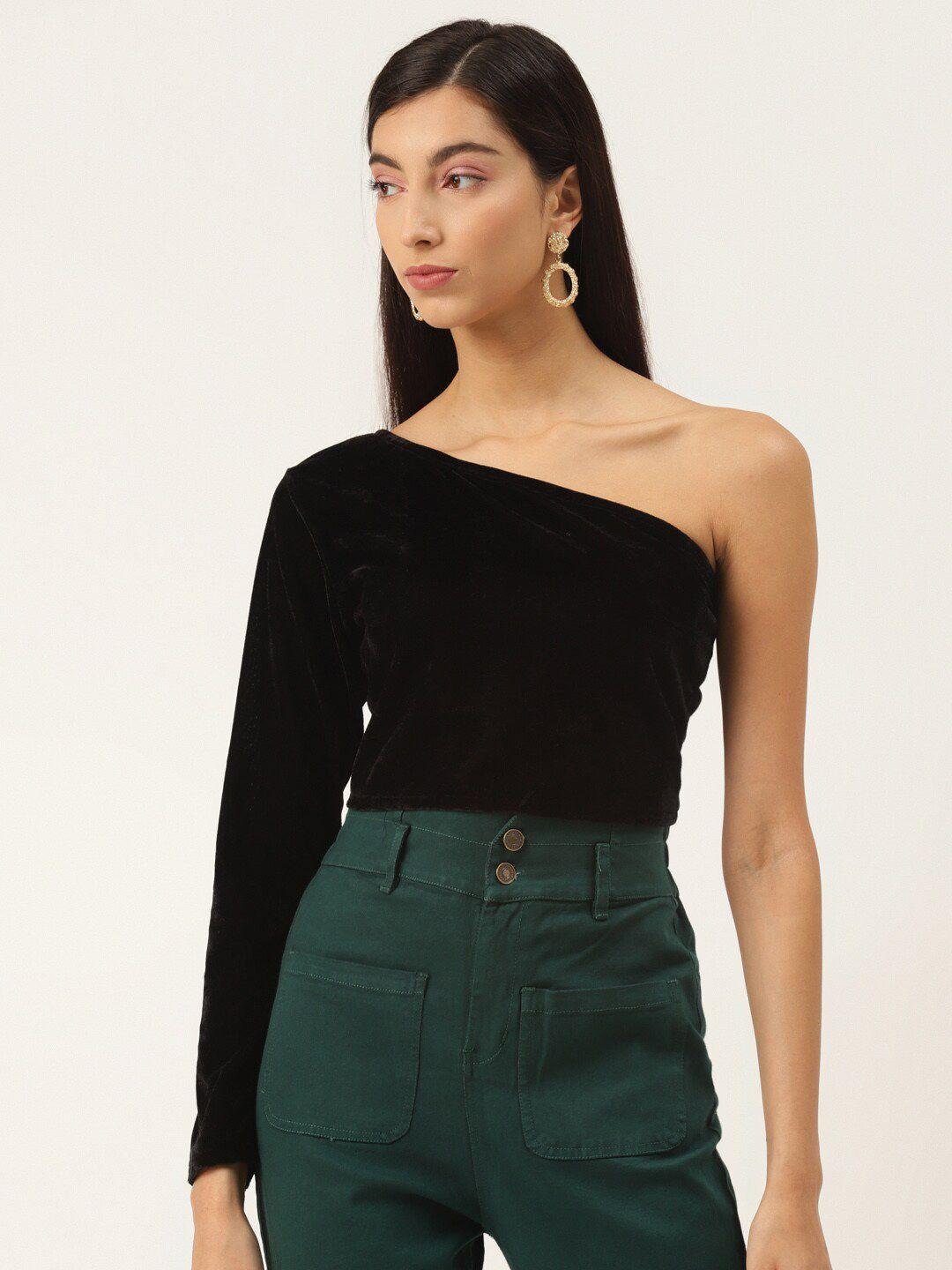 trend arrest one shoulder velvet crop top