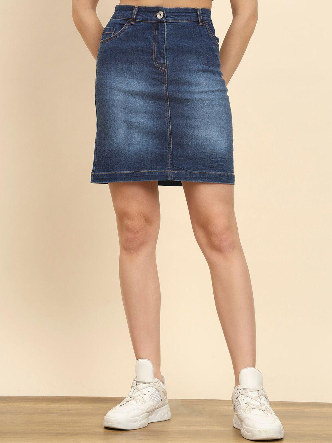 trend arrest pure cotton a-line denim mini skirt